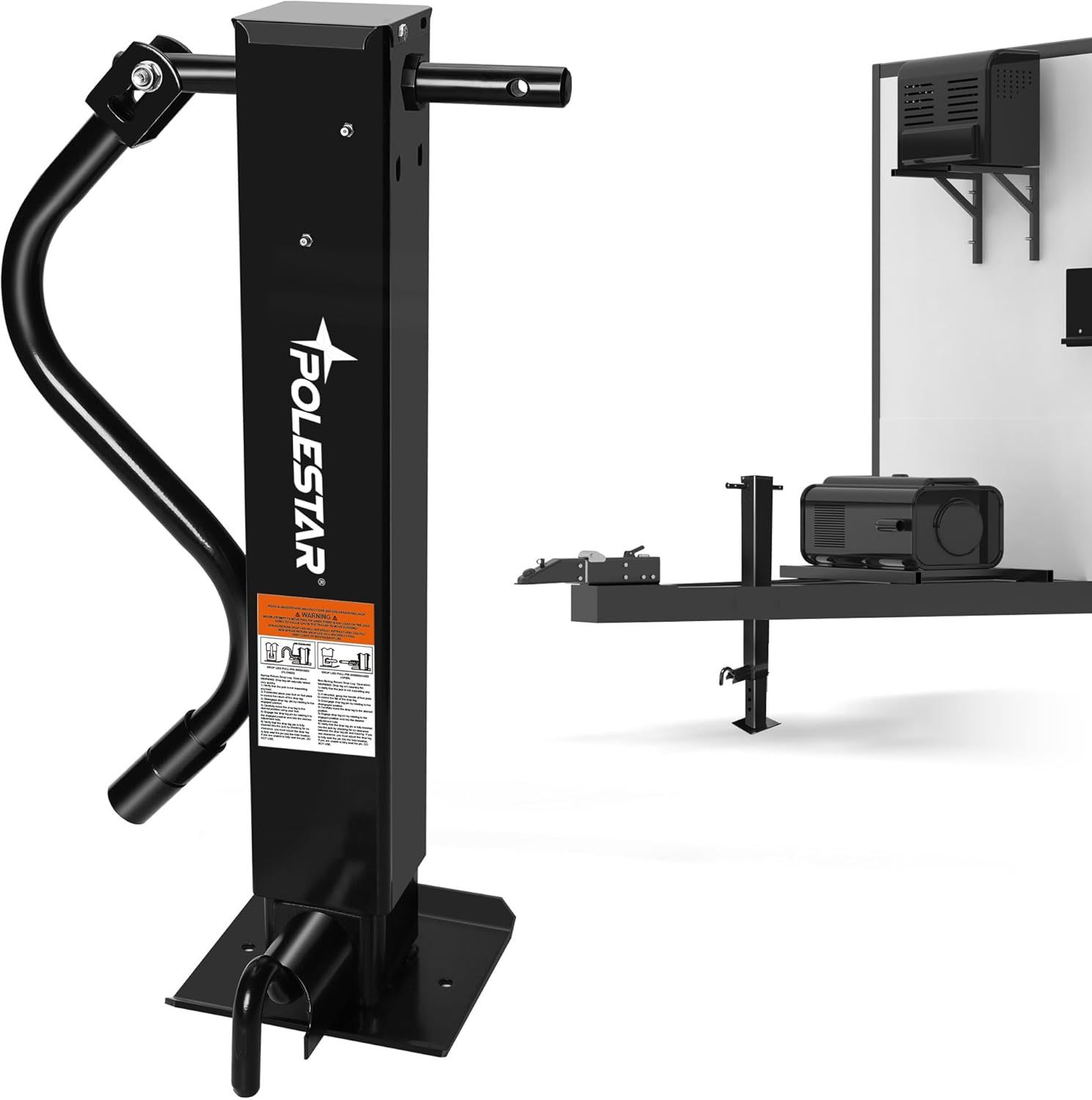 POLESTAR 12000lbs Capacity Heavy-Duty Trailer Jack, Sidewind Square Direct Weld-on Jack, Front Pull Pin with Handle Crank, Adjustable Drop Leg, 26" Tr