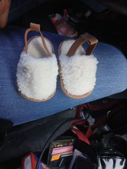 Infant Slippers 0 - 6 Months Shoes Toddler Boy Child Slip On Tan Ivory Imitation Lambs Wool