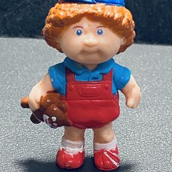 VNTG Cabbage PatchKids 2" PVC 1984 Figure Little Red Haired Boy w/Teddy Bear