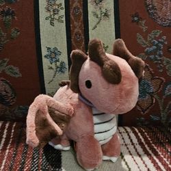 BELLZI DRAGGY FLYING DRAGON PINK & MAUVE STUFFED PLUSH ANIMAL TOY 10"
