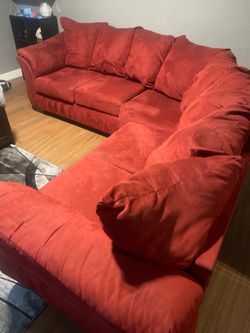 Red Microfiber Sectional Sofa Set