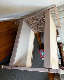 Pink Wooden Rolling Bar Cart