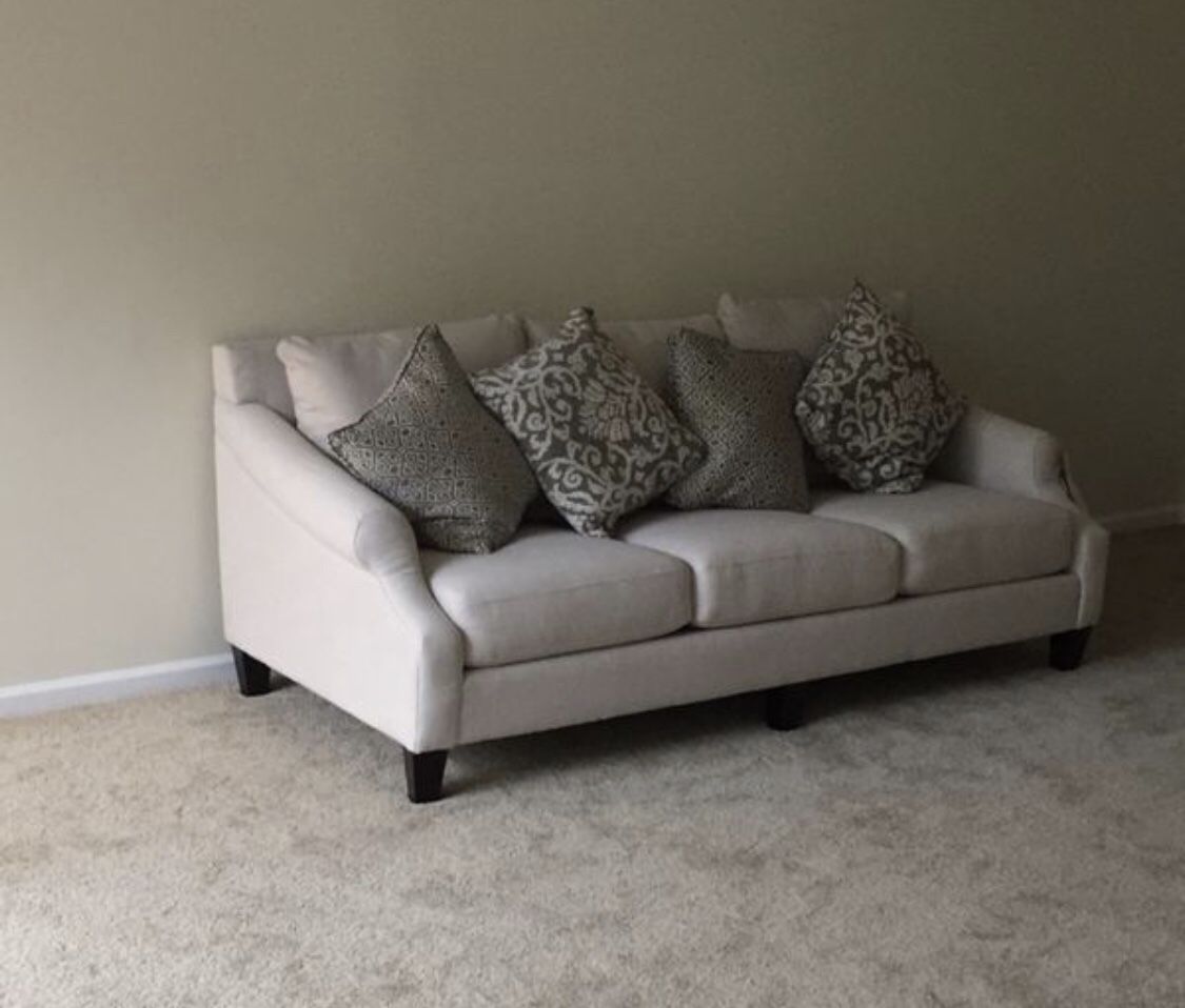 Raymour and Flanigan Anastasia sofa in Stone with pillows (SUPER COMFORTABLE)