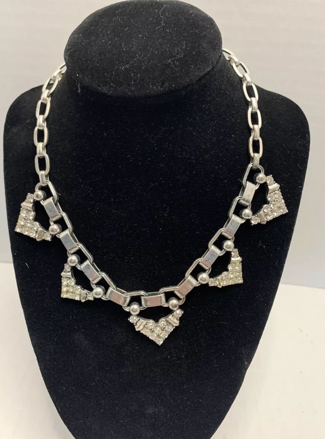 Crystal Choker Statement Necklace Silver Plated Original One Of A Kind Necklace