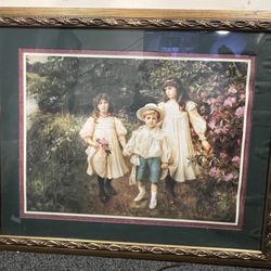 1900 George Harcourt’s “Muriel, Cynthia And George” Oil Painting Reprint