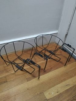 2 Black Metal Adjustable Flower Pot Holder.s