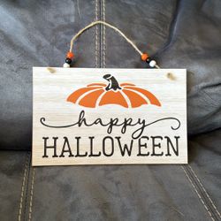 Happy Halloween Pumpkin Hanging Sign Fall Halloween Holiday Decoration