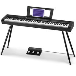 Starfavor Digital Piano 88 Key Weighted Keyboard Piano, SP-20 Piano Keyboard Electric Piano With Keyboard Stand, Piano Pedal 3-Pedal, Matte Black