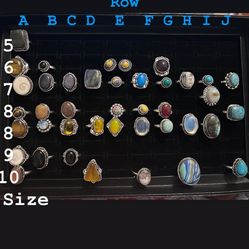 925 Sterling Rings Natural Stones $7 Each 