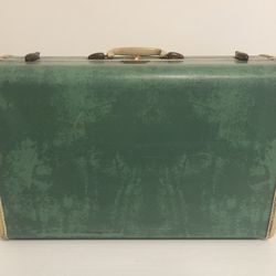 Vintage Samsonite Train Luggage Green Turquoise 21”x 13”x 7”
