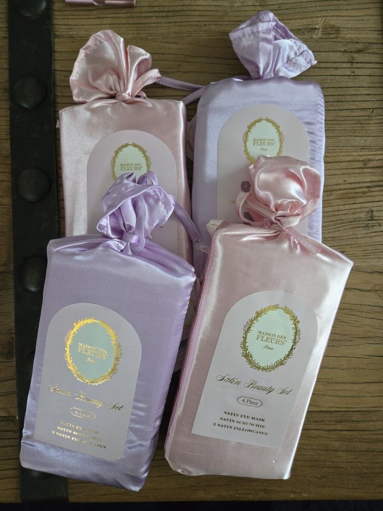 4 Satin Pillow Case Sets NEW