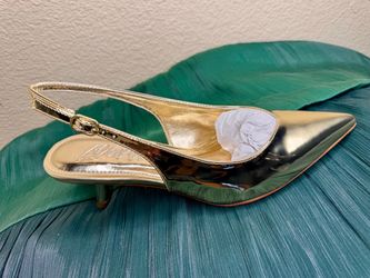 Gold Metallic Kitten Heel Slingback Pumps