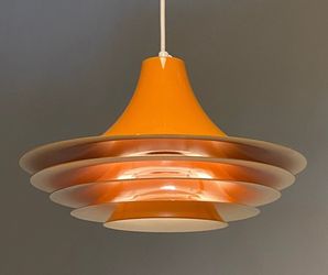 Beautiful Orange Space Age Midcentury Modern Ceiling Light from the 1970s.