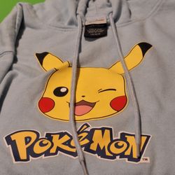 light sky blue Pikachu Pokemon hoodie size large