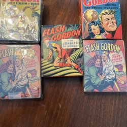 Flash Gordon collection of five big and batter Little Books circa 1940s science fiction children’s books