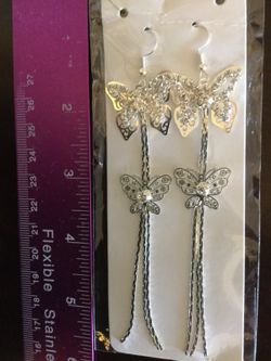 Silver Butterfly earrings 🦋 Long Fashion earrings & silver jewelry