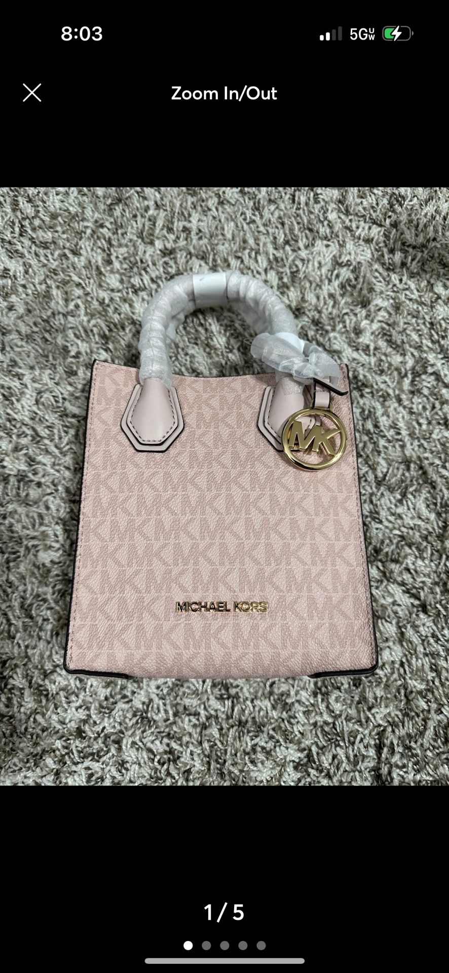 Authentic Michael Kors Mercer Light Pink Logo Crossbody Purse Handbag