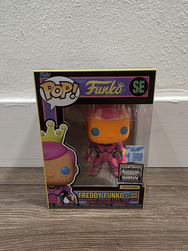 Fundays Experience Freddy Funko As Iron Man Blacklight Funko Pop