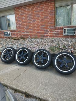 Set of 4 Black 5-Spoke Rims with Tires