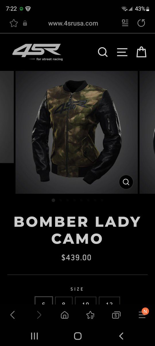 4SR Bomber Camo Women Leather Motorcycle Jacket

