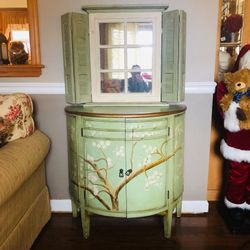 (Pier One) Cabinet and Mirror Set