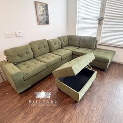Spill-Proof Sectional + Storage Ottoman 