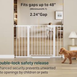 New 29.7-48" W x 30.5” H, Pet, Dog, Baby Safety Gate for Doorways or Stairs, Auto Close, No Drilling