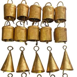 18PCS Bells for Crafts, Vintage Indian Tin Bells Mini Cow Bells