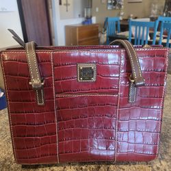 Dooney & Bourke red crocodile embossed leather handbag