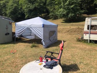 10x10 FT Pop-Up Canopy Tent with Roller Bag and Curtain - Portable Instant Shade, Sturdy Iron Frame, Water-Resistant 210D Oxford Fabric, UV Protection