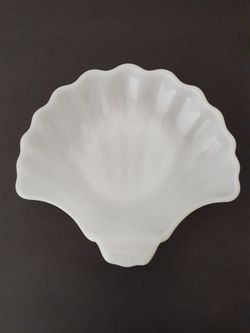 Milk Glass Fan Trinket Dish