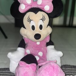 Disney Minnie Mouse Pink Polka Dot Dress Stuffed Animal  - Medium