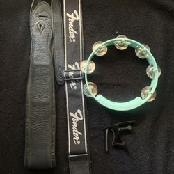 Guitar capo -2 guitar straps and new tambourine