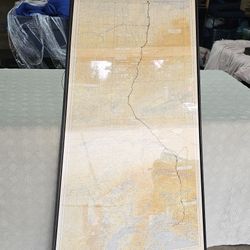 Vintage 1972 Aeronautical Sectional Chart - Framed Aviation Decor