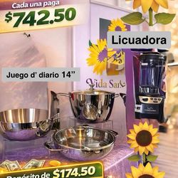 Set de licuadora vida sana de alta potencia y juego de diario 14”