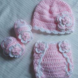 Crochet Baby Girl Diaper Cover Outfit Photo Prop 