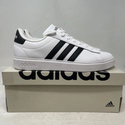Men's adidas Essentials Grand Court 2.0 Tennis Shoes - White Black - Size 8
