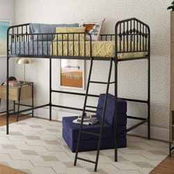 Novogratz Bushwick Metal Twin Loft Bed, Black  New in the box 