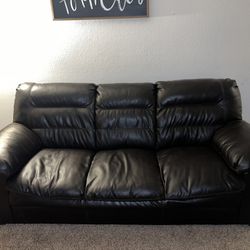 Dark Brown Leather Couch 