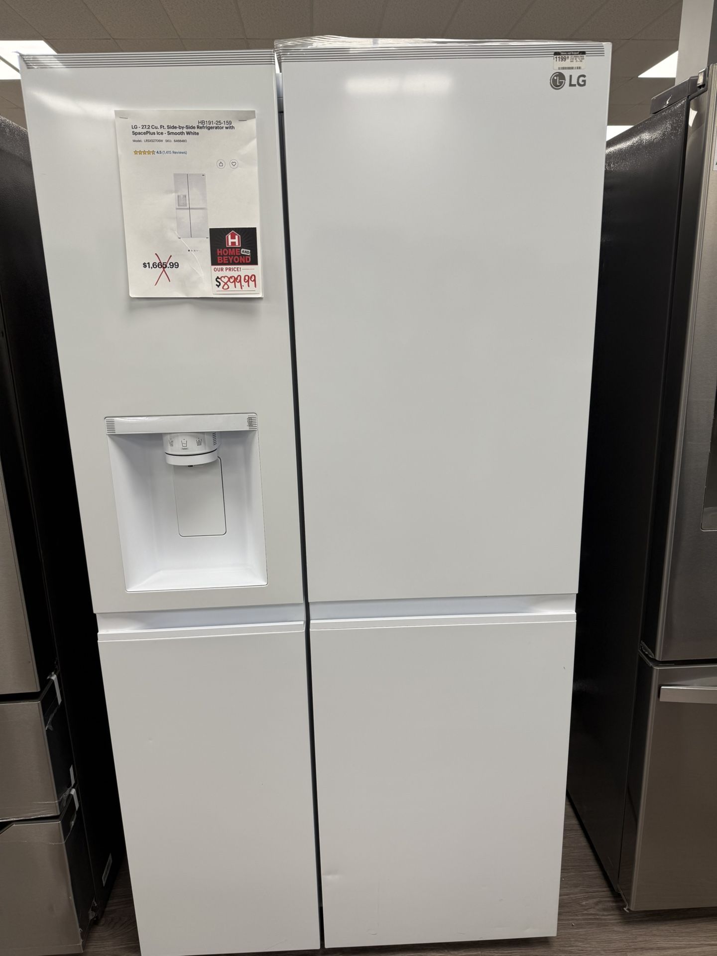 LRSXS2706W 27 cu. ft. Side-by-Side Refrigerator with Ice Dispenser - Smooth White