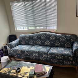 vintage blue floral couch