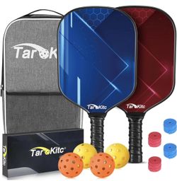 Brand New USAPA Approved Premium Fiberglass Pickleball Set of 2 | 2 Pickleball Rackets, 4 Balls, 4 Grips and Bag 