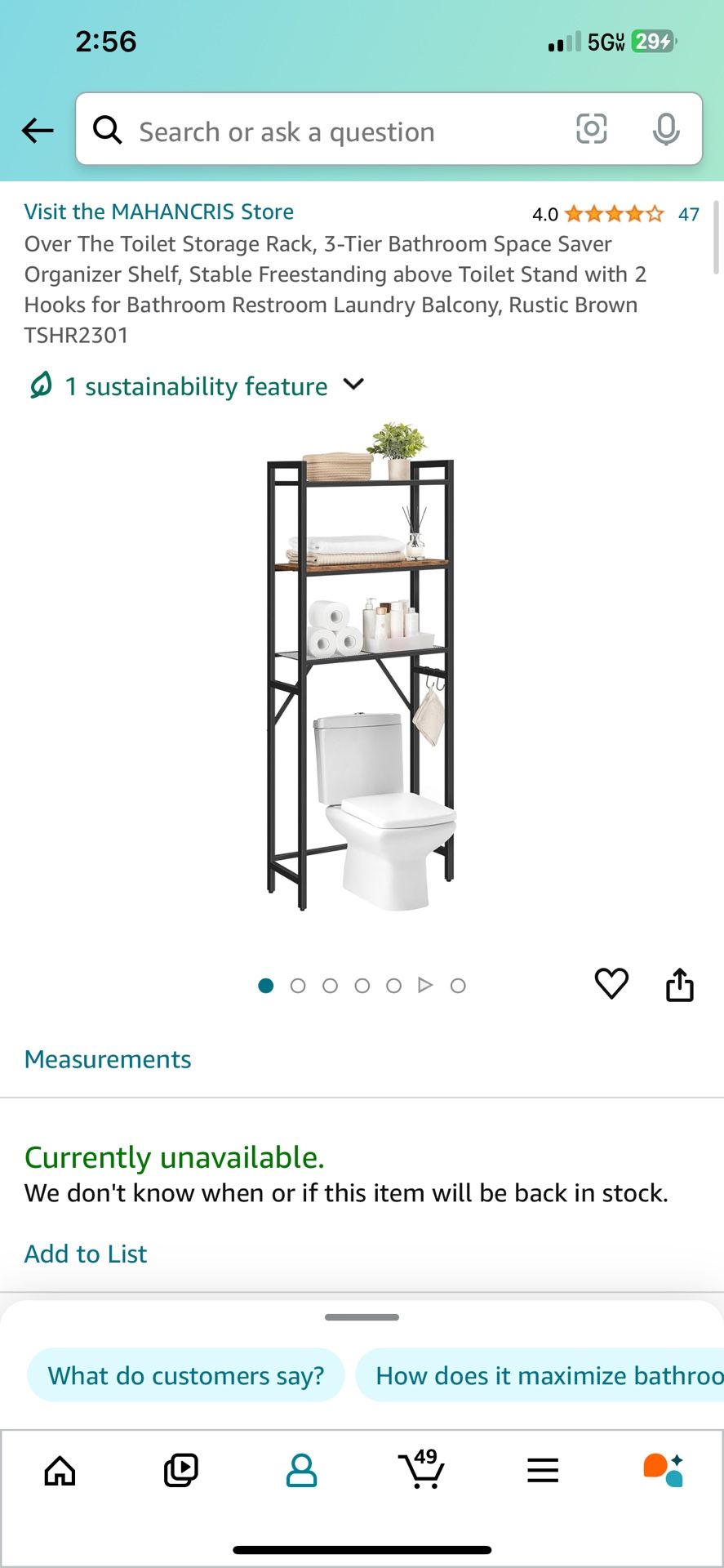 Over The Toilet Storage Rack 