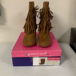 Rampage Girls Britt Fringe Boots For Little Kids. Sz 13M.  Brown. 
