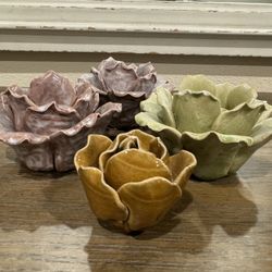 Ceramic Flower Decor Tea light Holders