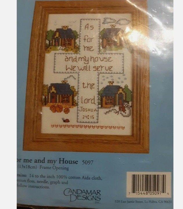 Counted Cross Stitch Kit As for Me and My House Joshua 24:15 Bible Verse NEW