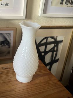 Vi gave Milk Glass Hobnail Hurricane lamp shade  with Ruffled Rim