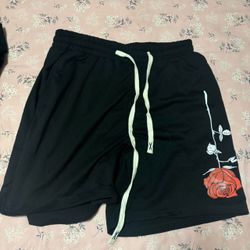 Shein Rose Pattern Drawstring Cargo Shorts Unisex Size M