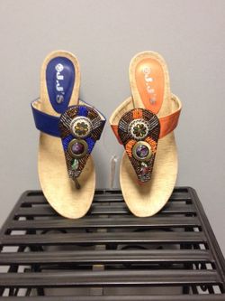 New! Orange and blue beaded wedges