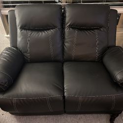 Black Leather Couch Recliner 